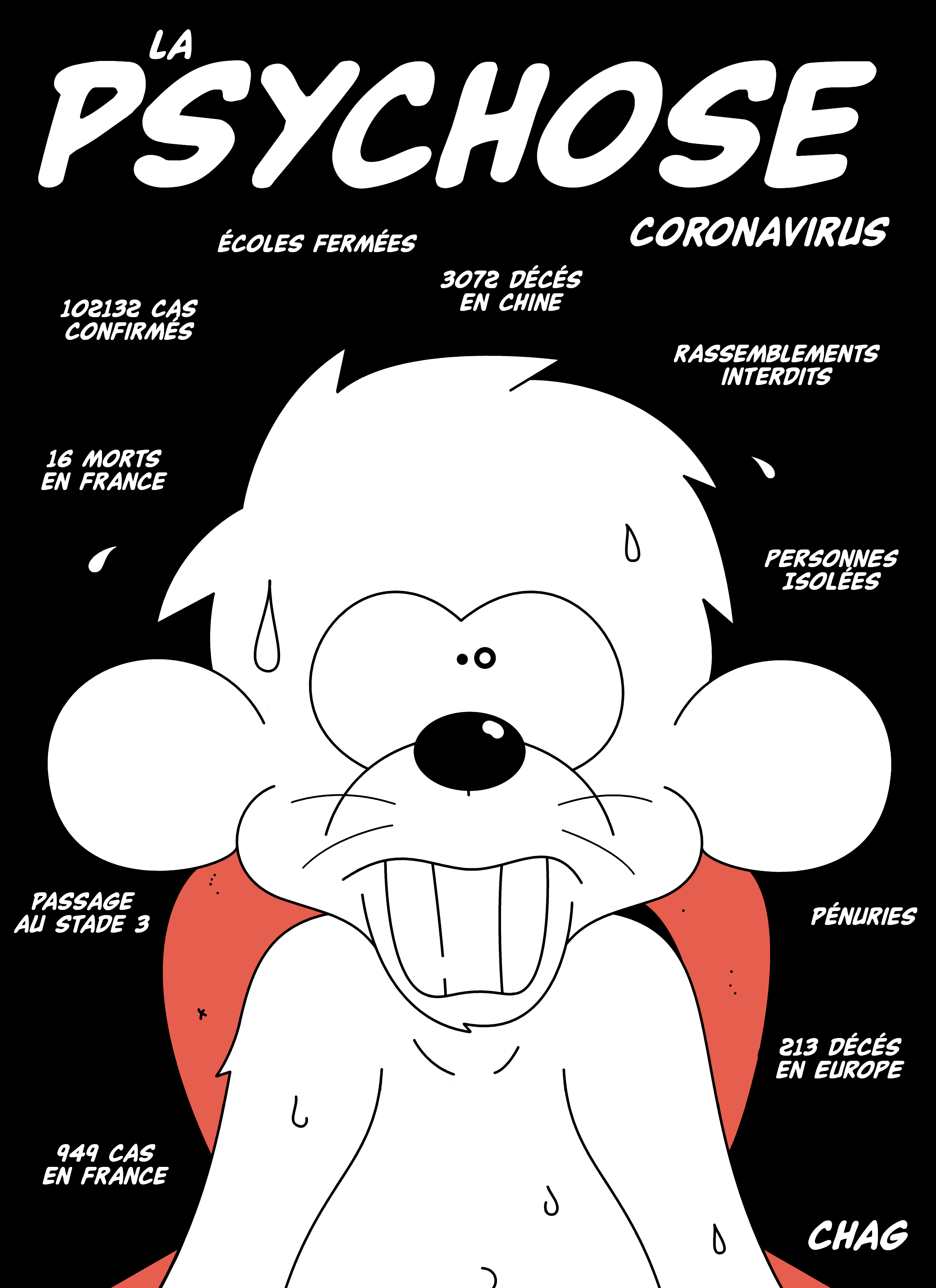 Dessin La psychose Coronavirus de Chag