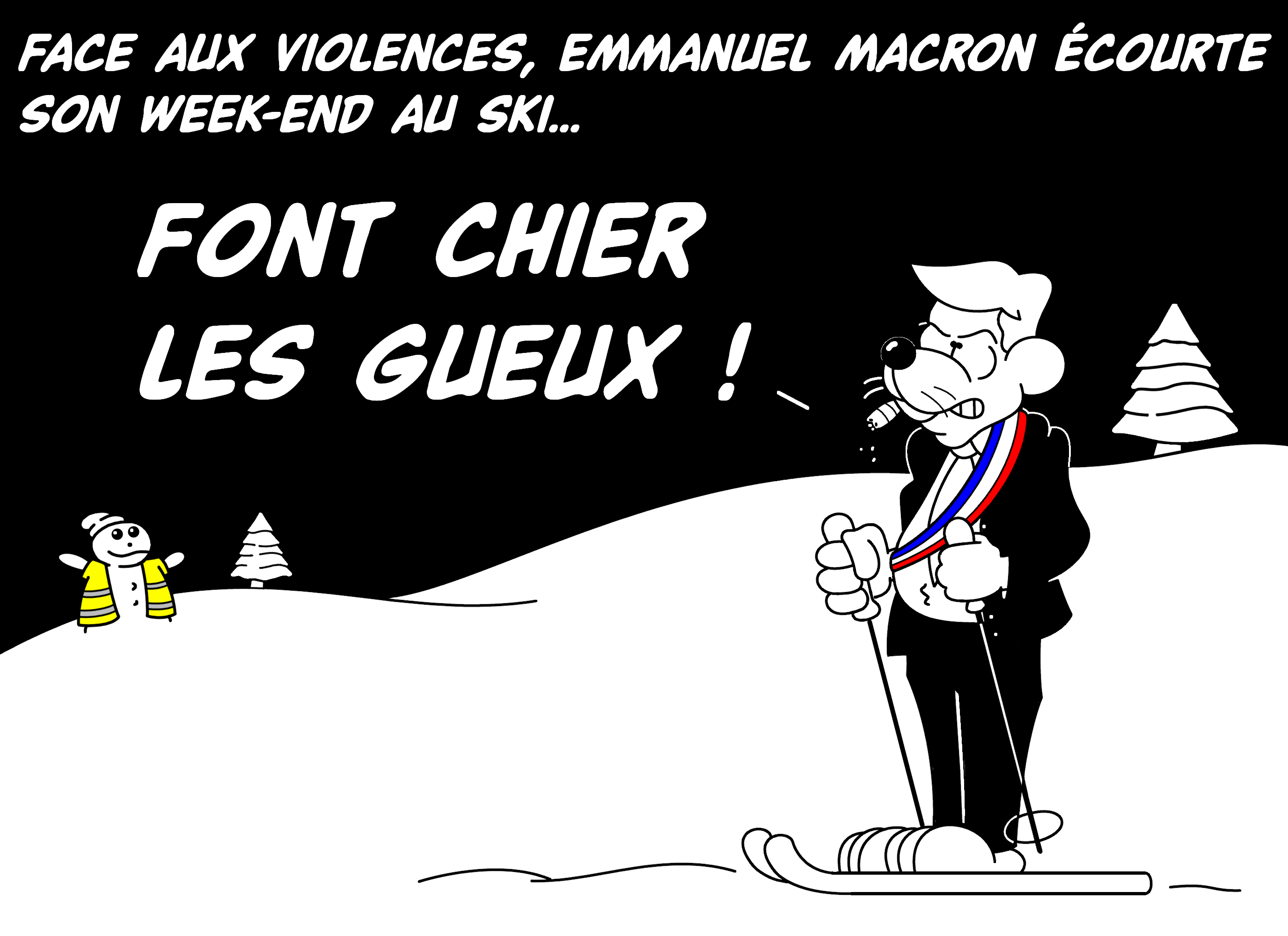 Dessin Macron au ski... de Chag