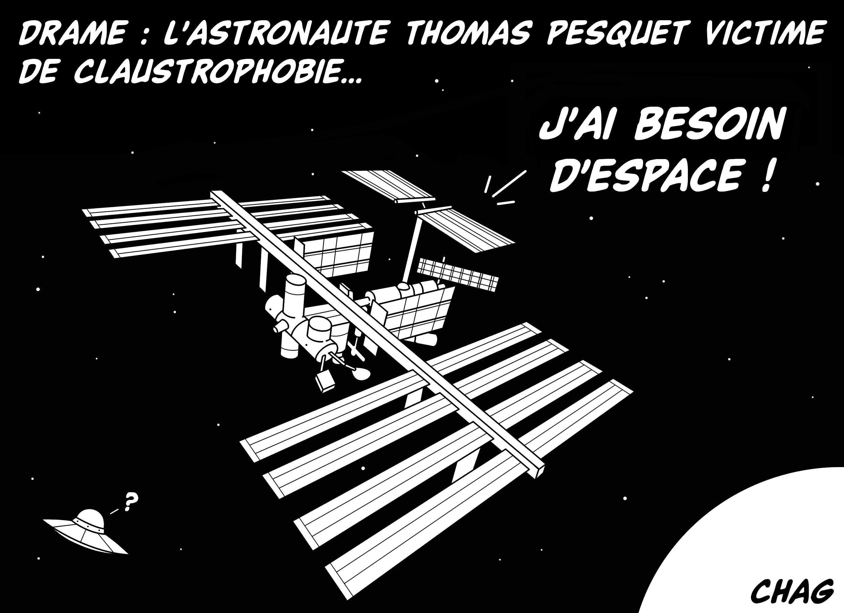 Dessin Thomas Pesquet claustrophobe de Chag