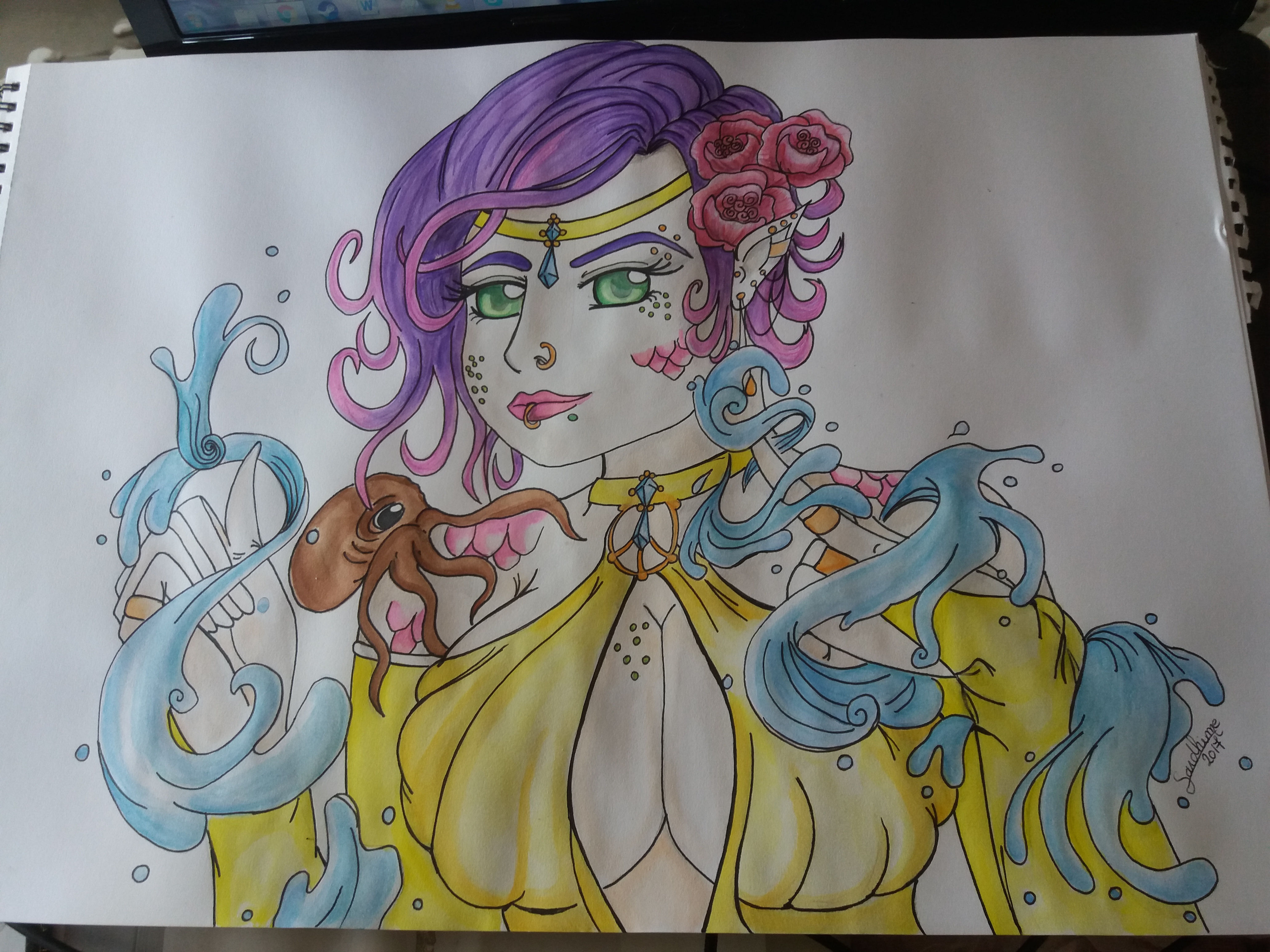 Dessin Mermaid and Octopus de Sandhime