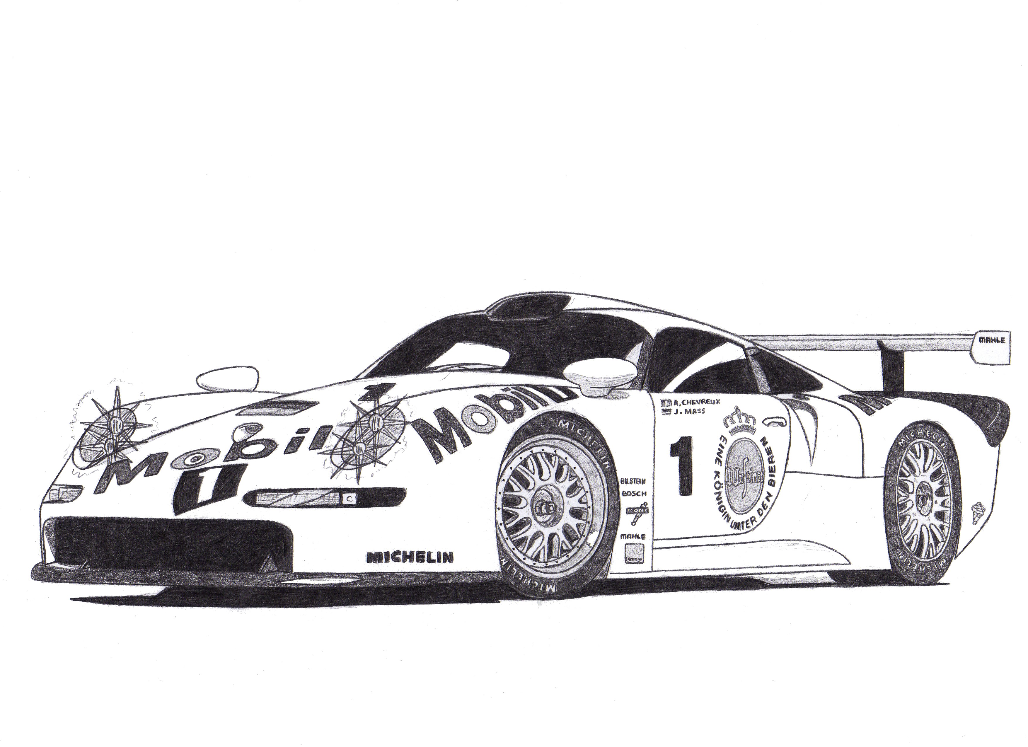 Dessin Porsche 911 GT1 - PencilDrawing.fr